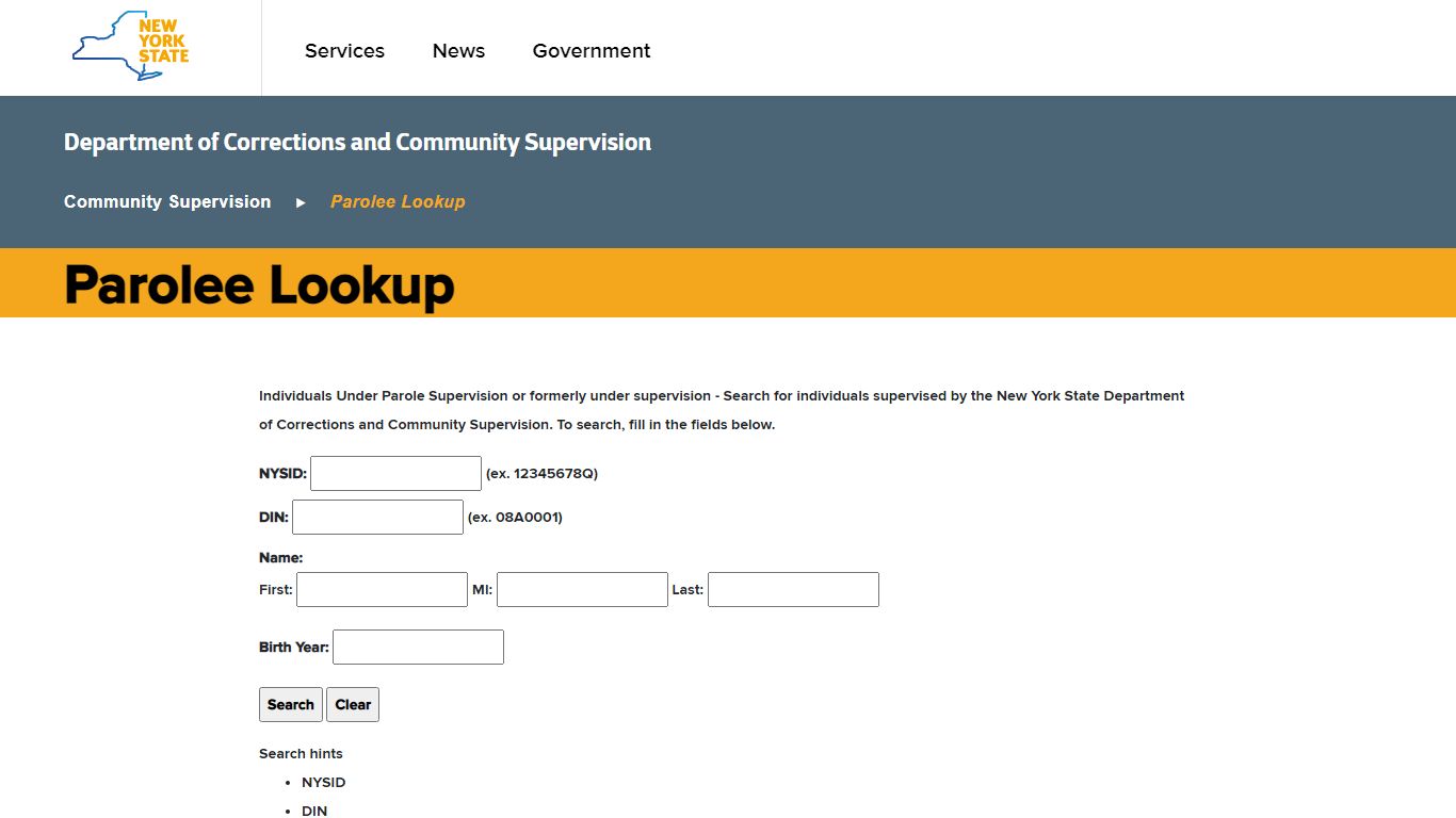 Parolee Lookup - Government of New York
